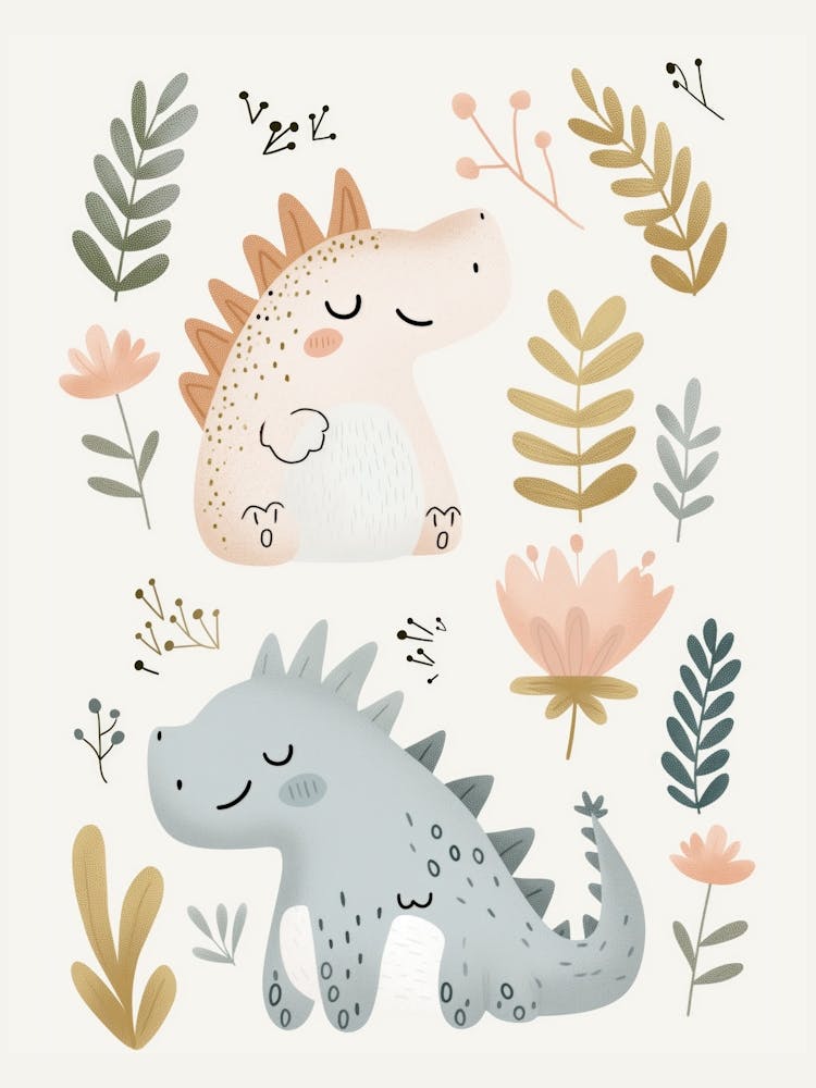 Cute Dinosaurs, Nursery Wall Art for Kids