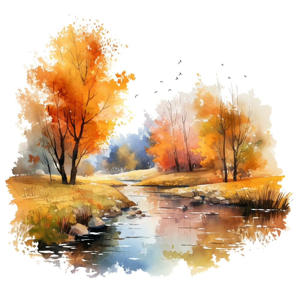 Paysage D'Automne à l'Aquarelle 37