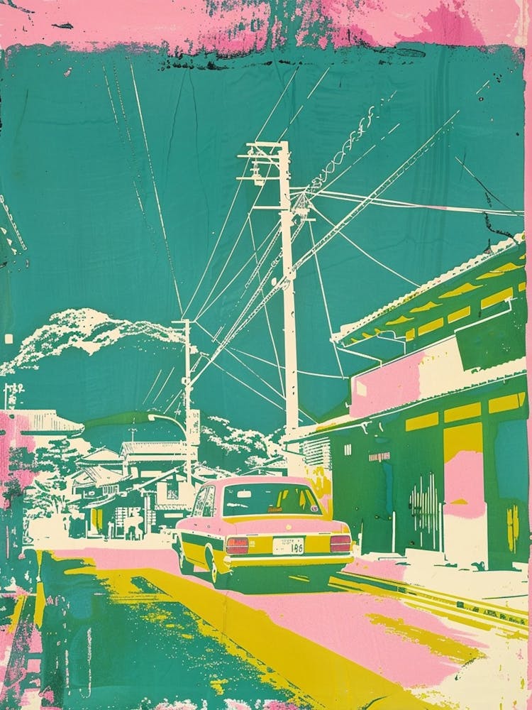 Naoshima Japan Retro Duotone Silkscreen 4