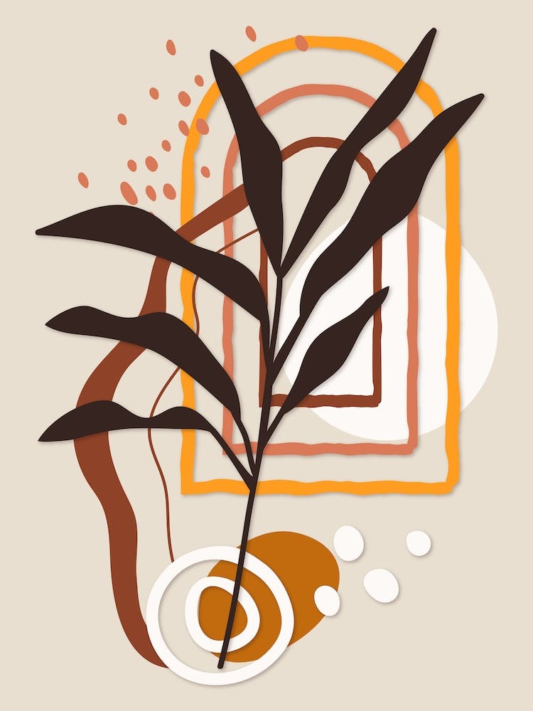 Boho Botanical and Earth Elements Abstract Illustration 2
