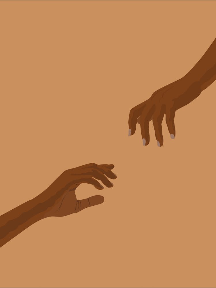 Two black Hands Reaching For Each Other