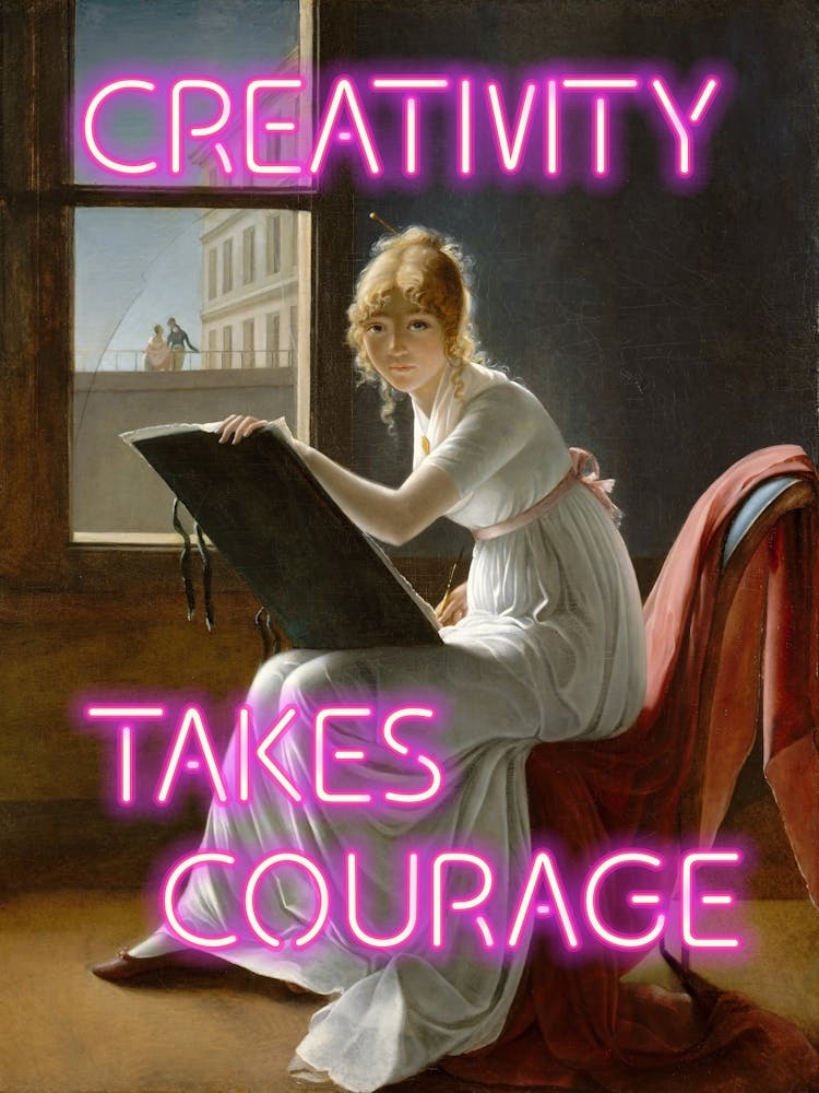 Creativity takes courage - Vintage-veränderte Kunst - trendige Wandkunst