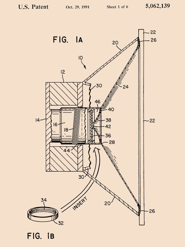 Speaker Cone Patent Vintage Poster 02