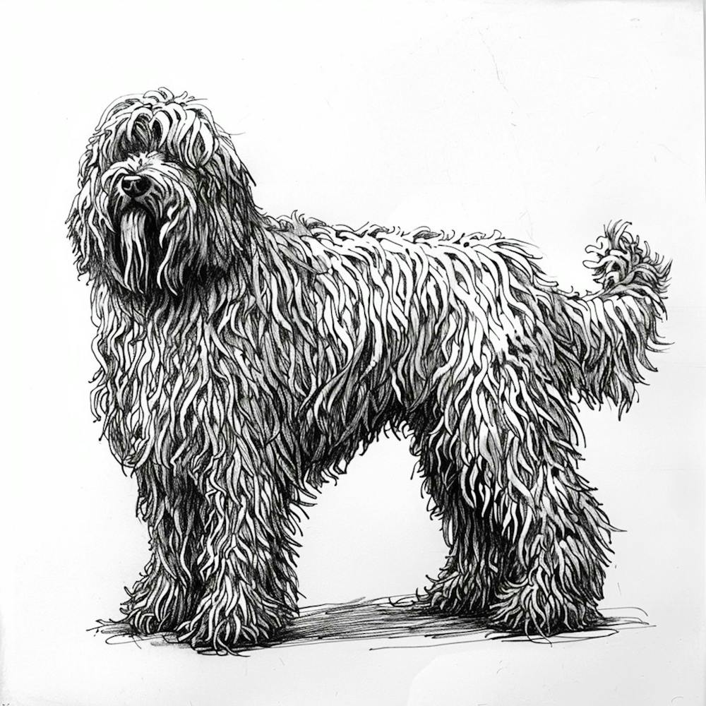 Komondor Dog Line Sketch 1