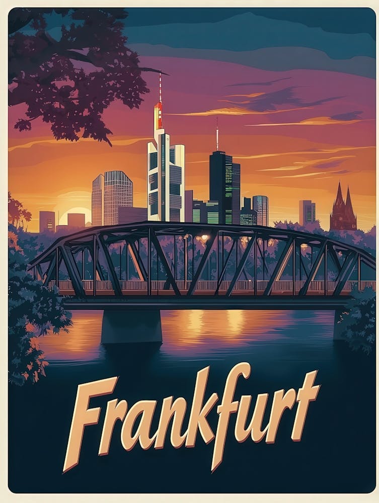 Aihrgdesign A Mid Century Modern Travel Poster For Frankfurt 1