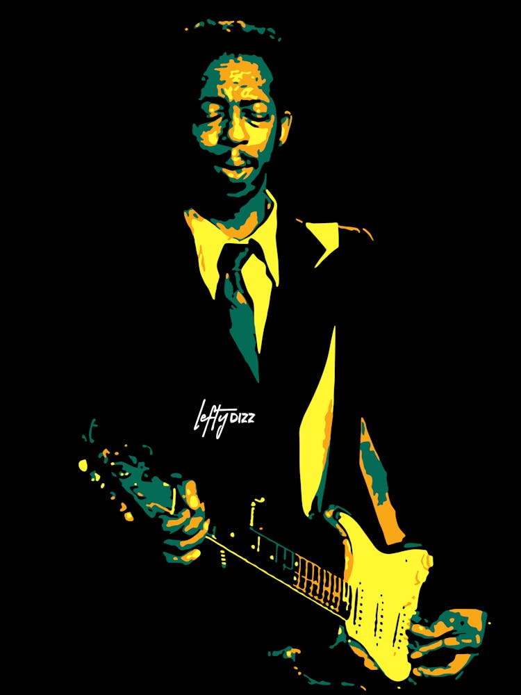 Lefty Dizz American Chicago Blues Guitarist Legend in Colorful Pop Art