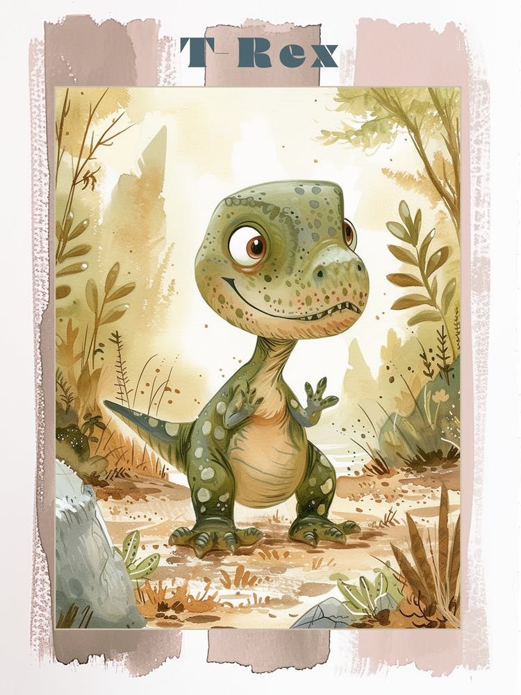 Cute T Rex Dinosaur Illustration 2 Poster