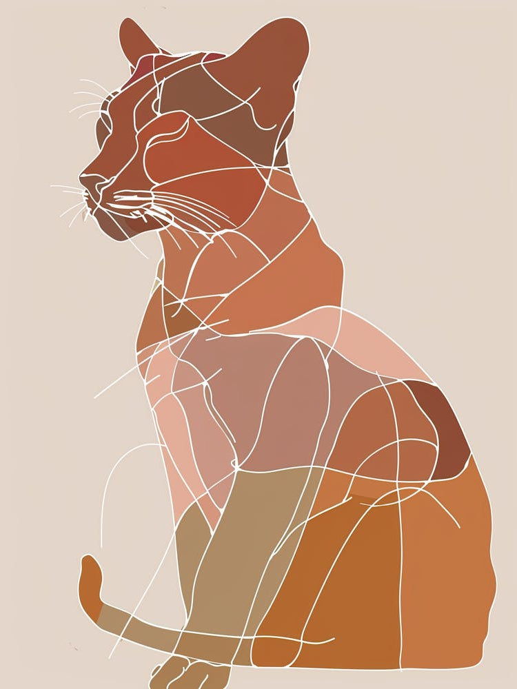 Abstract Cat - Boho, Line Art