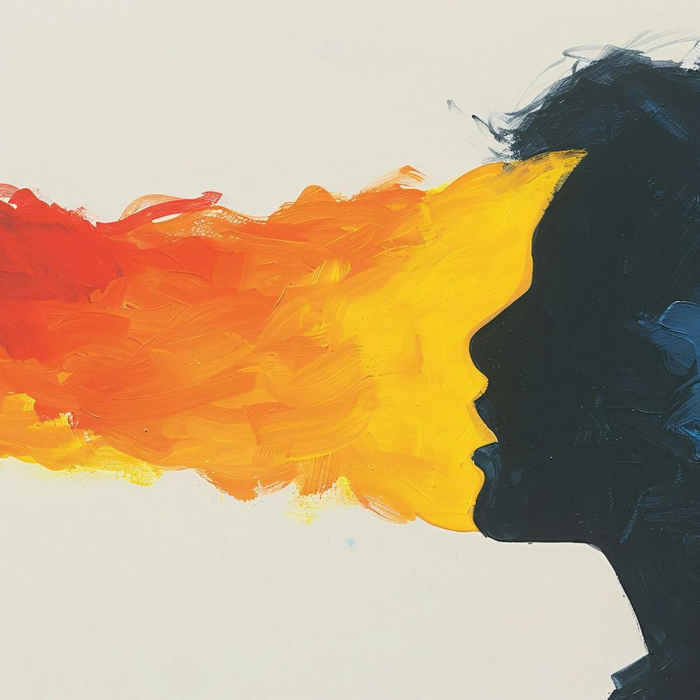 Silhouette Of A Woman Breathing Fire
