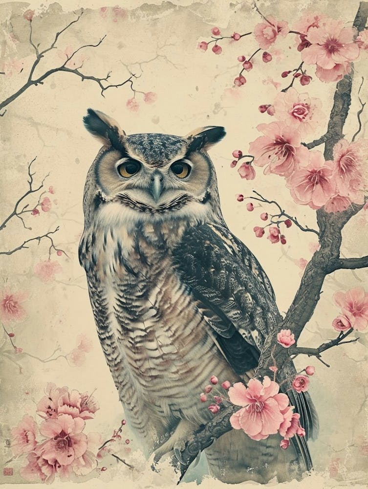 Grand-duc de Verreaux Peinture Japonaise 3