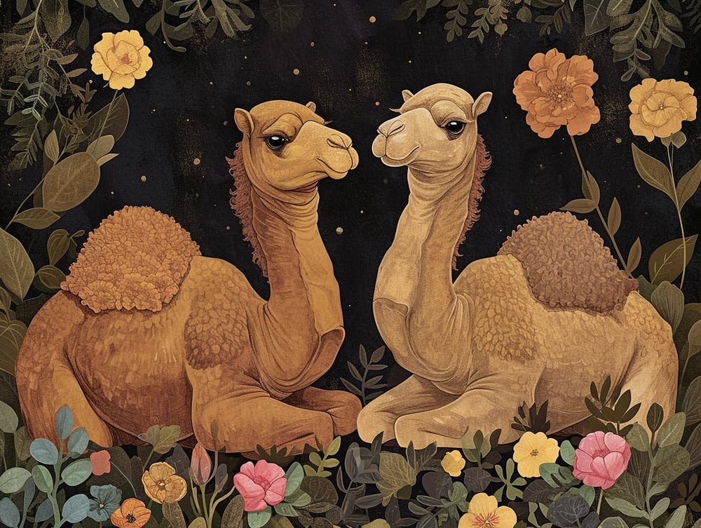 Floral Animal Illustration Camel 1