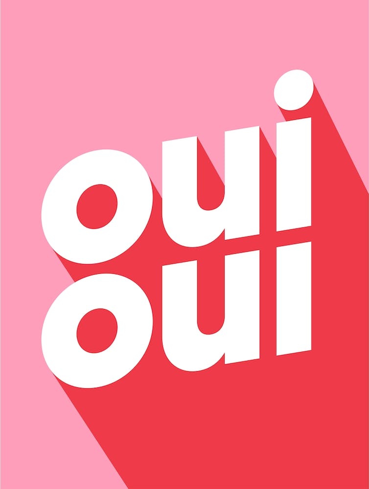 Typographie Oui Oui en rose et rouge