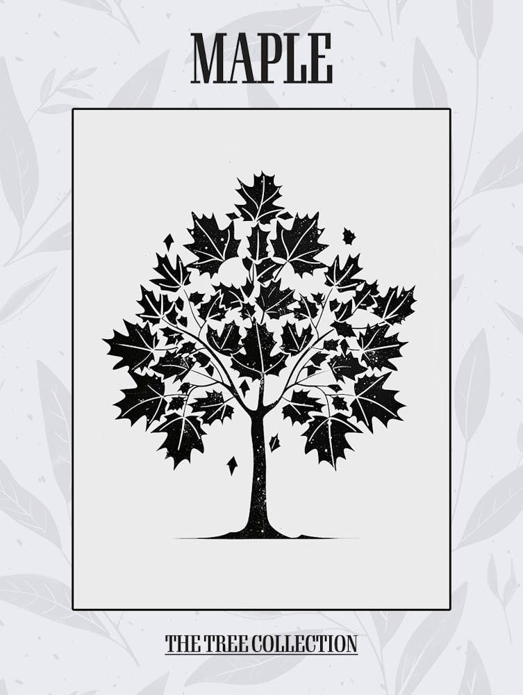 Maple Tree Simple Geometric Nature Stencil 1 Poster