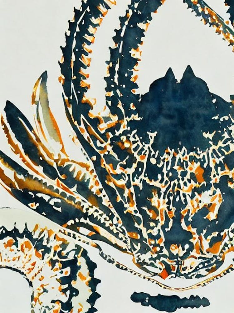 Aquarelle graphique vintage de crabe royal
