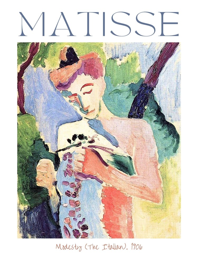 Henri Matisse Modesty (The Italian) 1906 Oil on Panel - Original Matisse Print Painting Abstract Impression Art Famous Colorful Feature Wall HD Remastered Immaculate