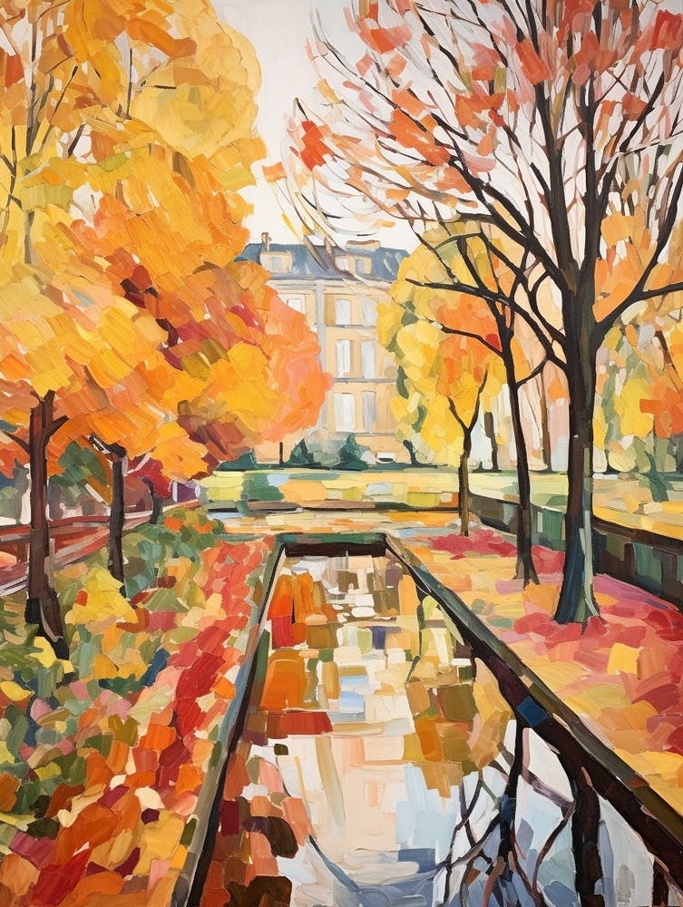 Autumn Gardens Painting Versailles Gardens France