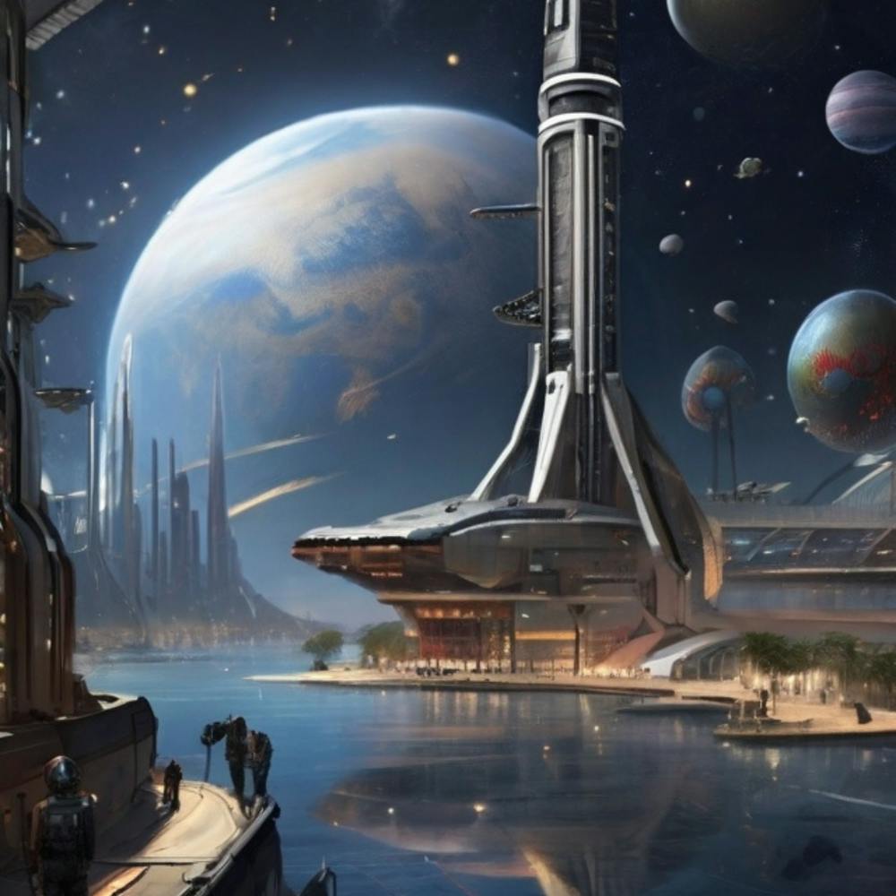 futuristic city after the destruction of the earth