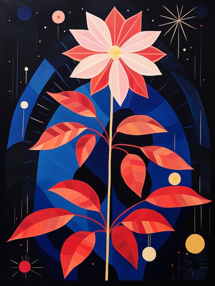 Poinsettia 3 Hilma Af Klint Inspired Flower Illustration