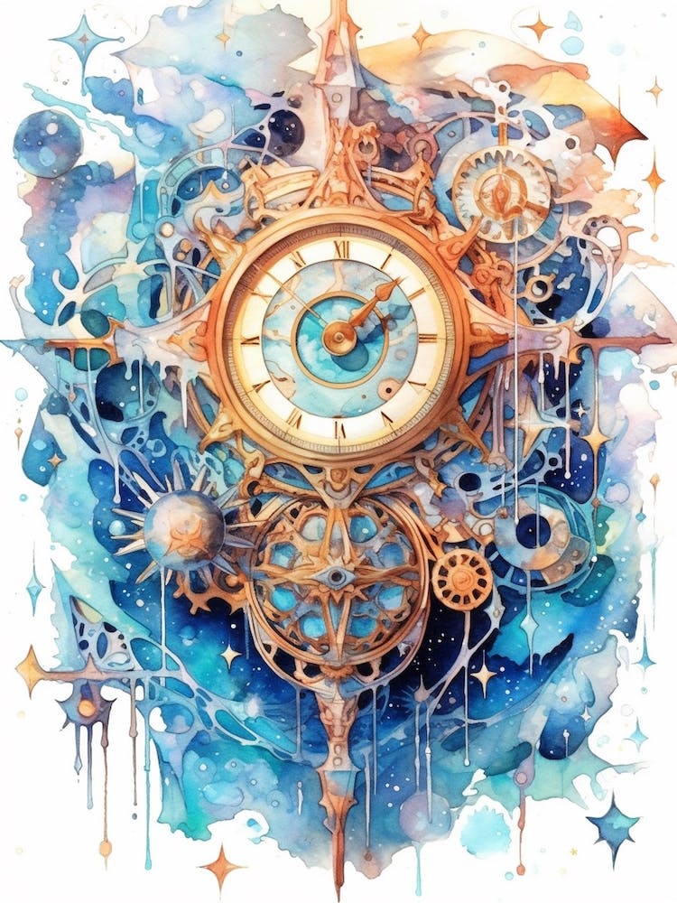 Watercolour Space Clock Celestial 3