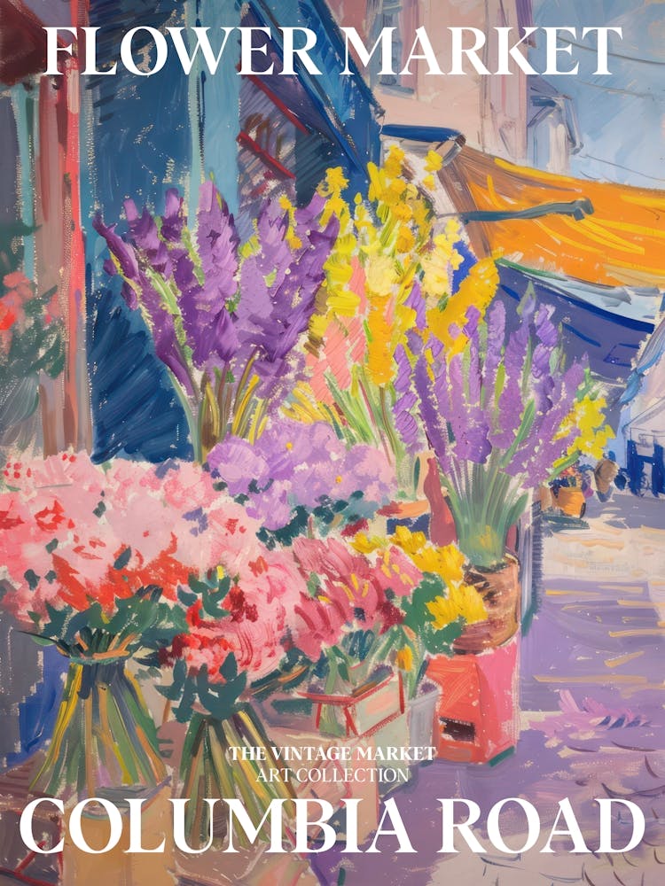Vintage Flower Market Painting Columbia Road London 6
