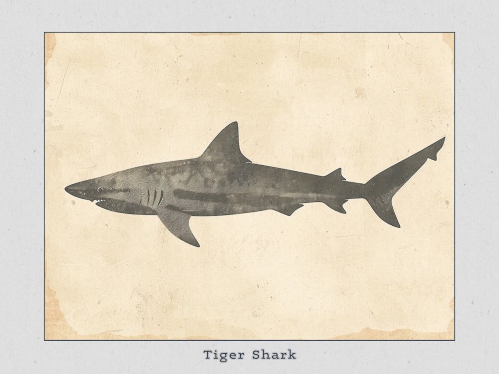 Tiger Shark Grey Silhouette 5 Poster