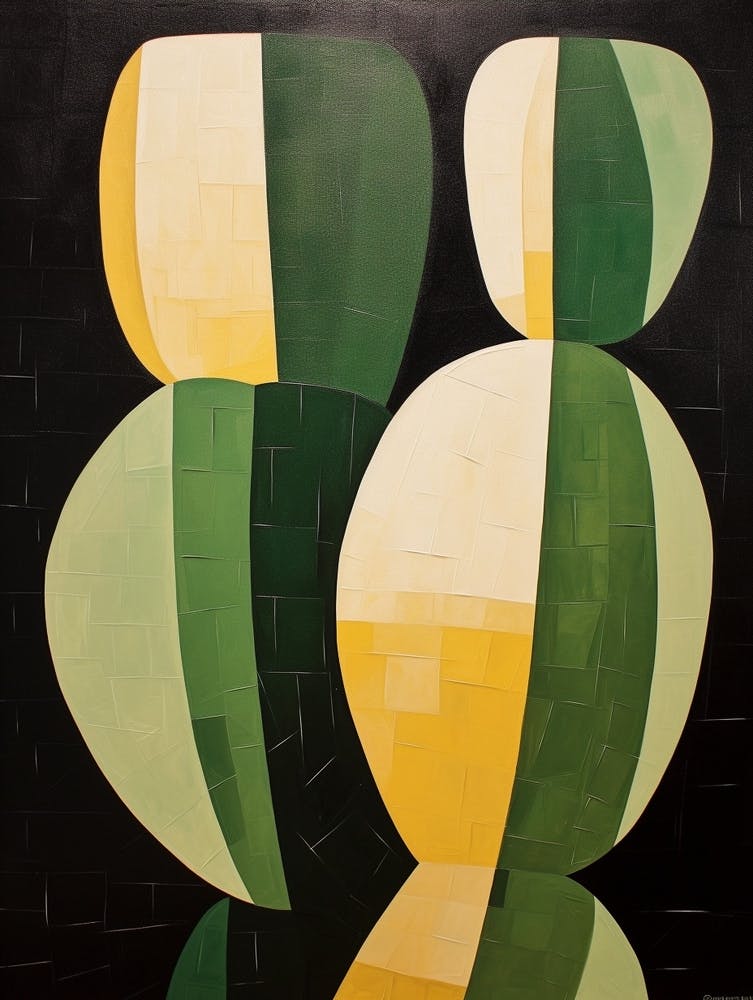 Modern Abstract Cactus Painting Ferocactus Cactus 2
