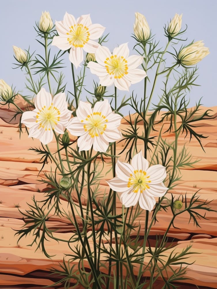 Love In A Mist Nigella 4 Flower Painting