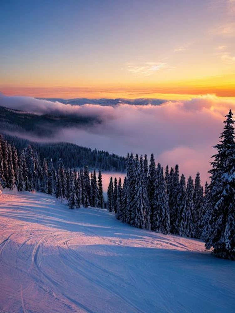 Jahorina, Bosnia And Herzegovina Sunrise Skiing Poster