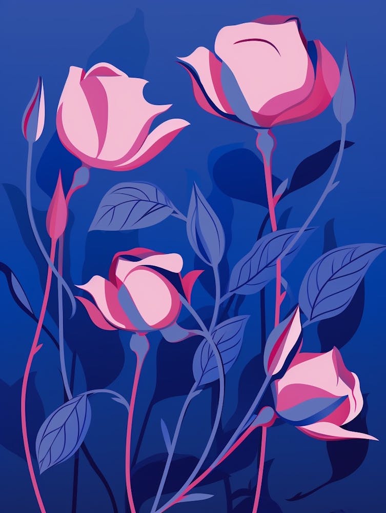 Blue Flower Illustration Rose 8