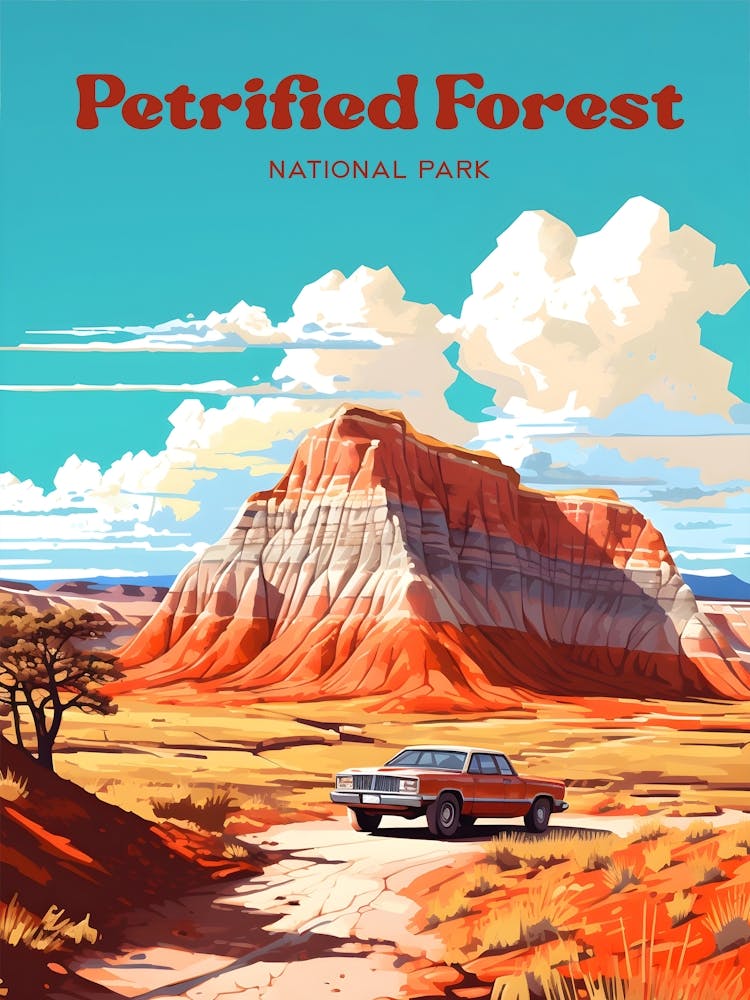 Petrified Forest National Park Arizona Camping Modern Travel Art