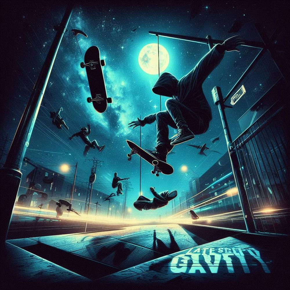 Skateboarder bei Nacht