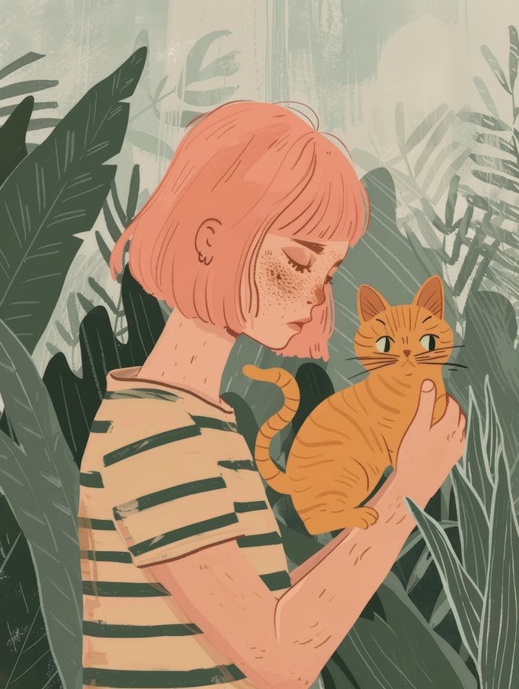 Girl Holding A Cat