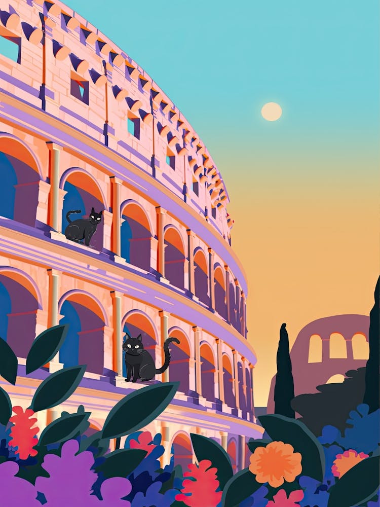 Black Cats In The Colloseum, Rome, Italy