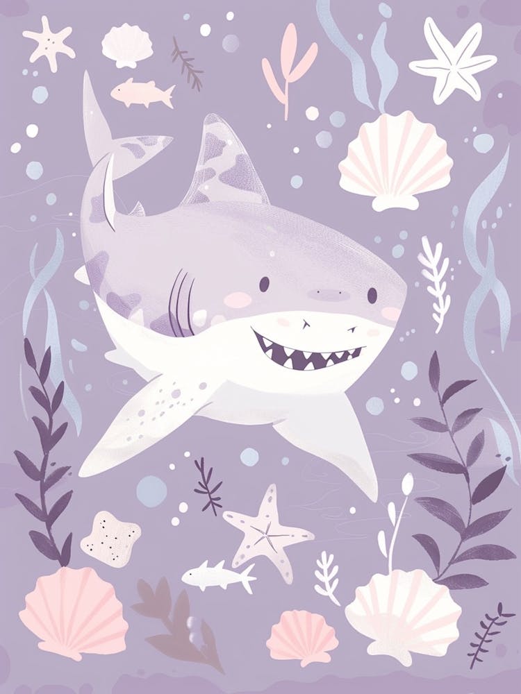 Purple Largetooth Cookiecutter Shark Illustration 3