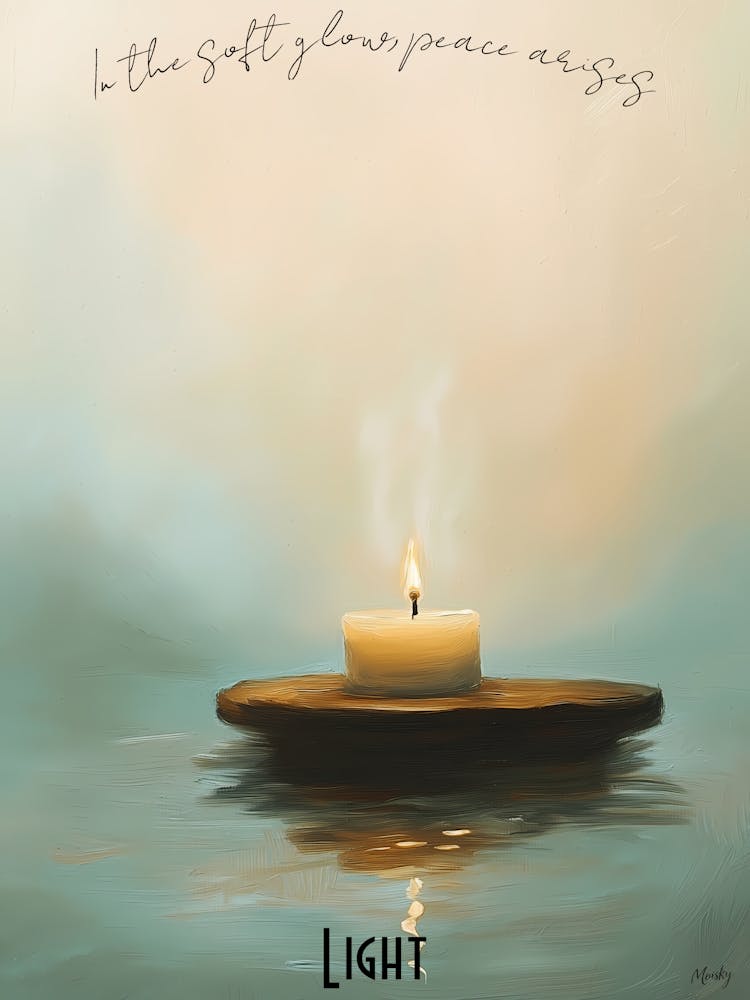 Tranquil Candle Meditation, soft palette watercolor minimalist Calm Poster