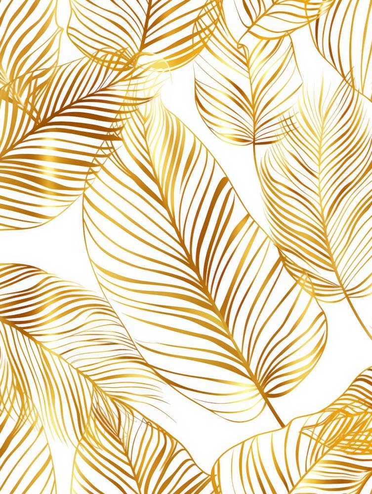 Gold Palm Leaves Seamless Pattern