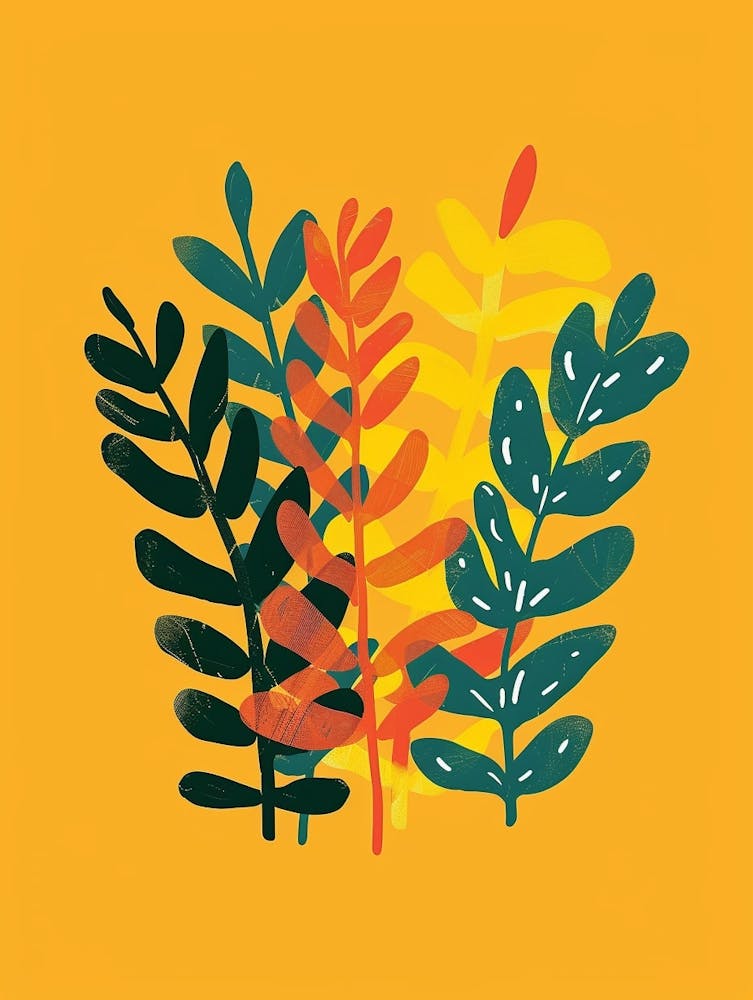 Croton Plant Minimalist Illustration 7