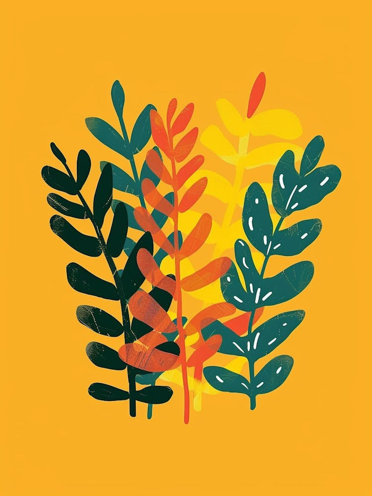 Croton Plant Minimalist Illustration 7