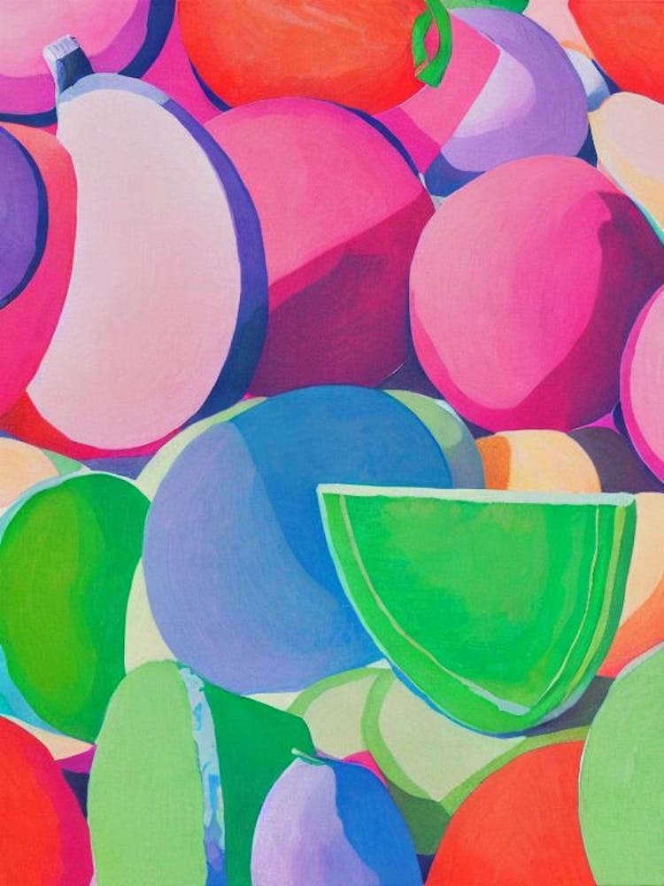 Melon Risograph Retro Poster Fruit