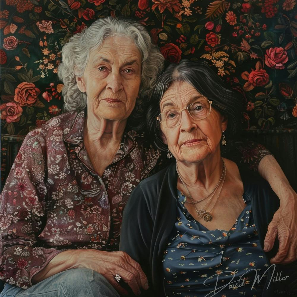 Portrait Of Two Elderly Sisters