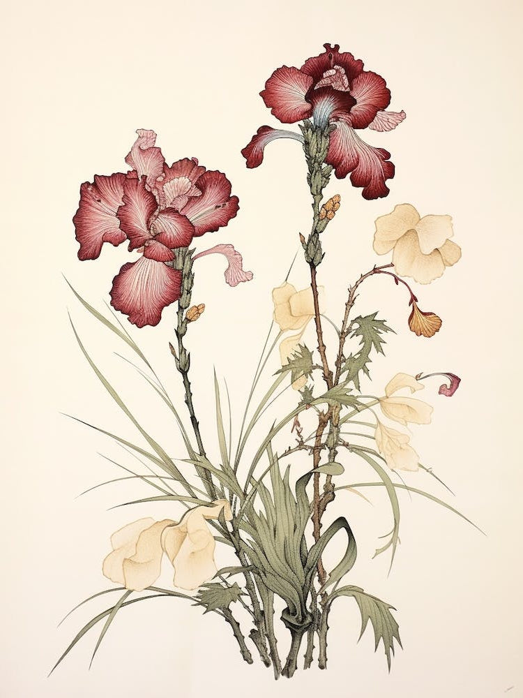 Ayame Japanese Iris 1 Vintage Japanese Botanical