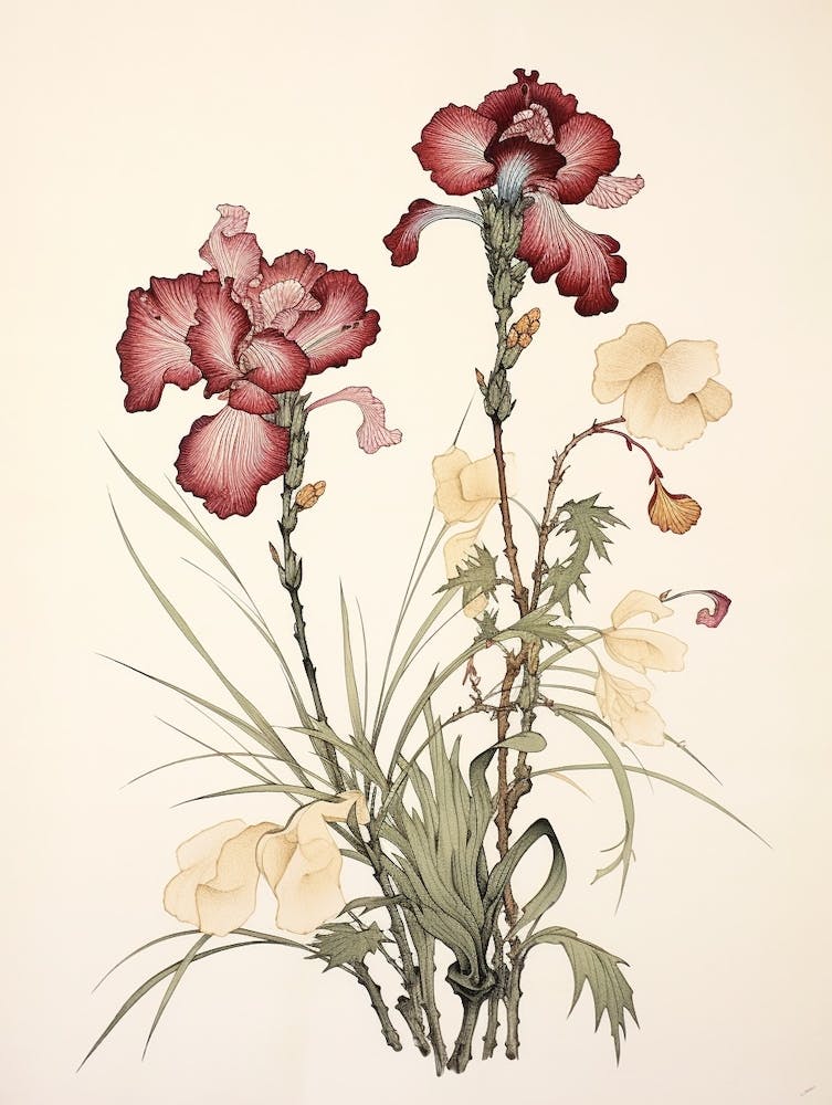 Ayame Japanese Iris 1 Vintage Japanese Botanical