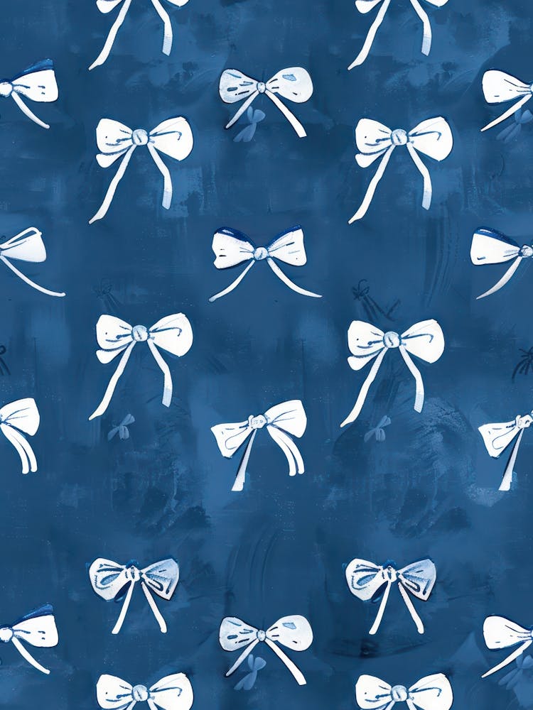 White And Blue Bows 3 Pattern