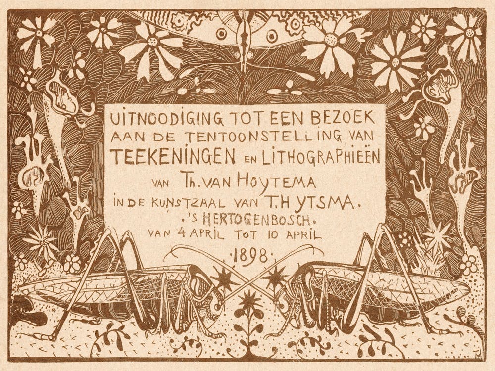 Invitation With Two Grasshoppers (1898), Theo Van Hoytema