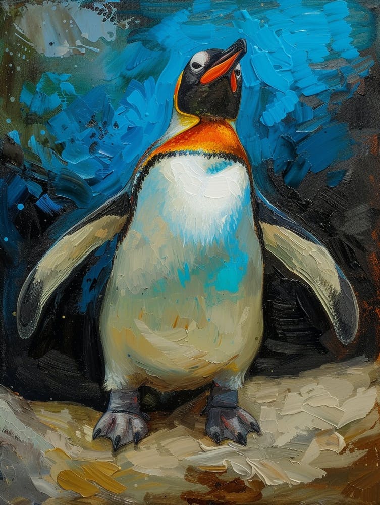 Galapagos Penguin Ross Island Colour Block Painting 3