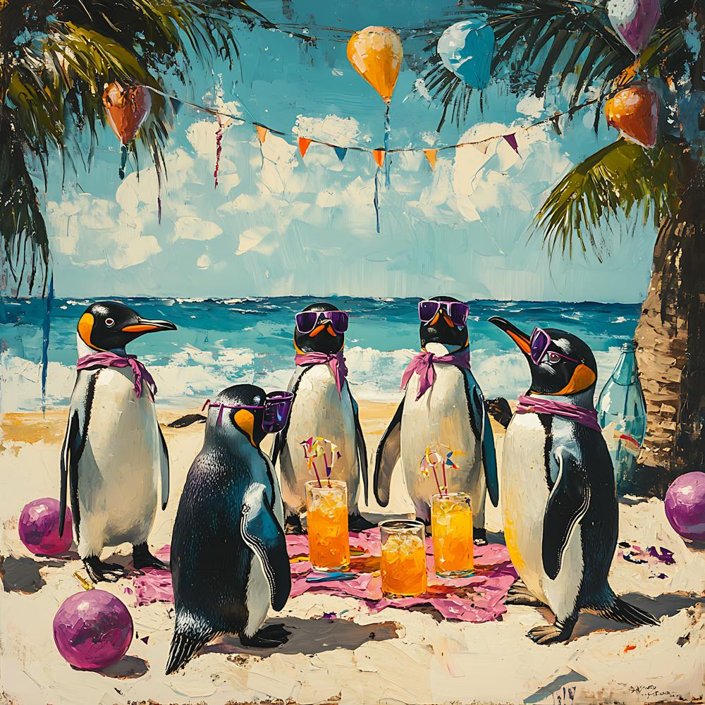 Tropical Penguin Beach Party Fun 8