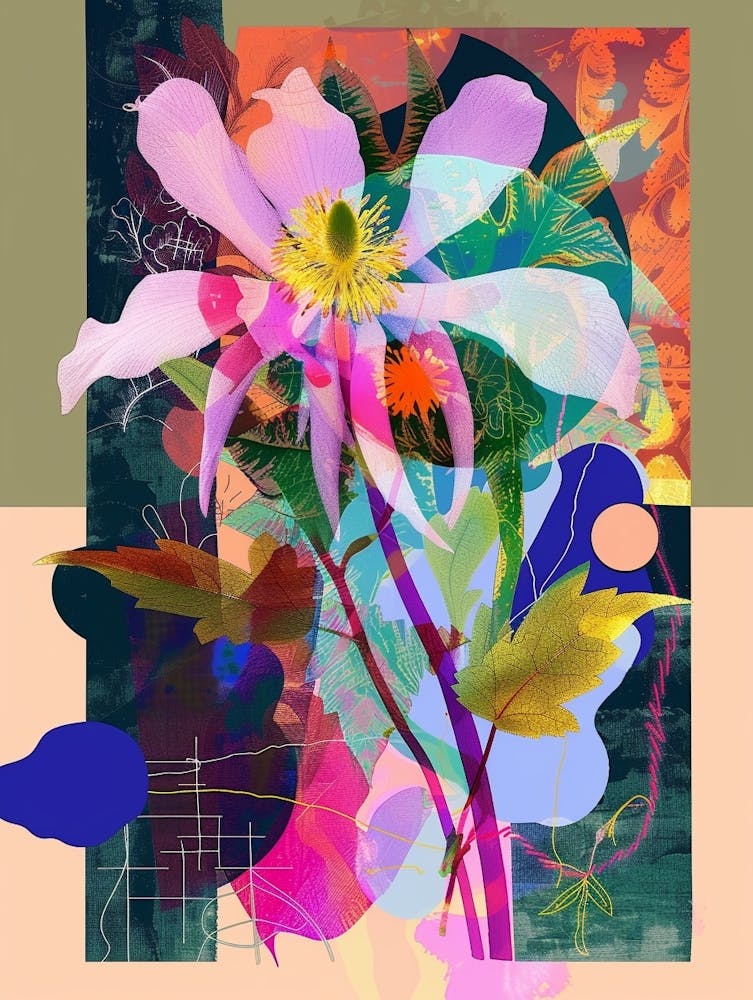 Columbine 1 Neon Flower Collage