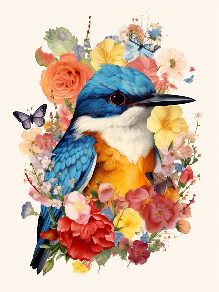 Oiseau avec une couronne de fleurs Hirondelle rustique 4
