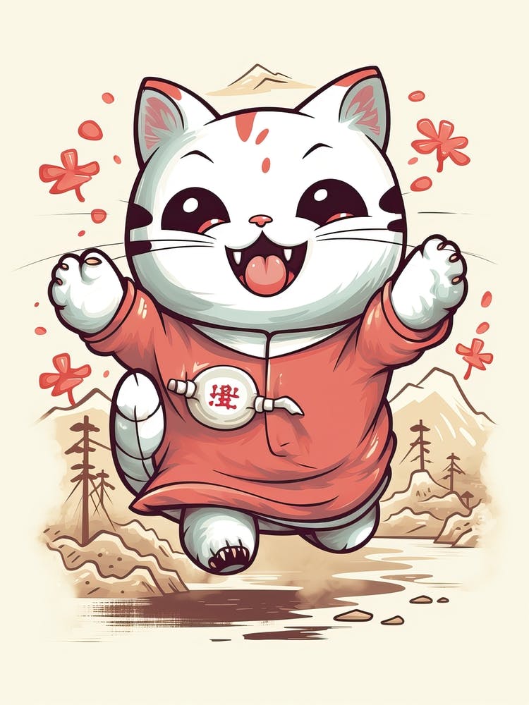 Kawaii Cat Drawings Running 1