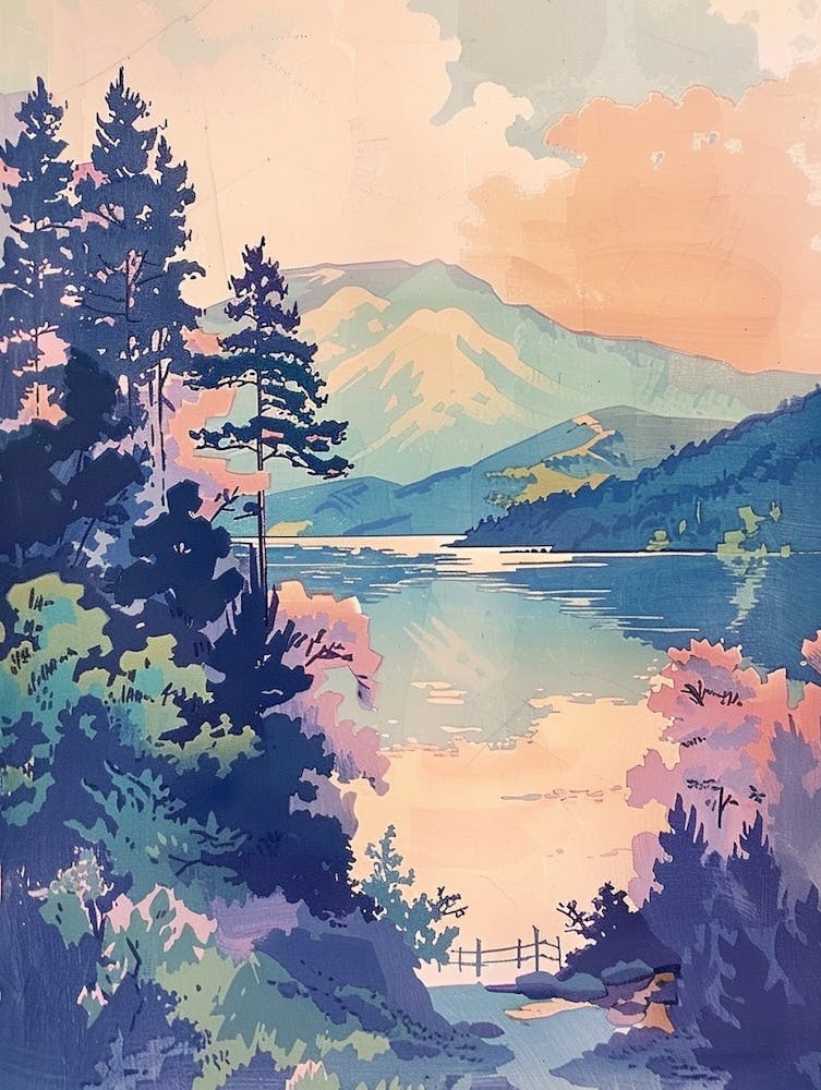 Hakone Japan 3 Retro Illustration